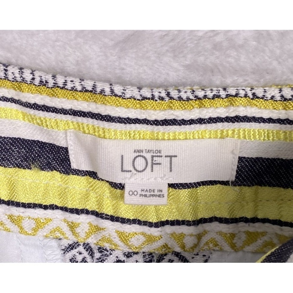 Boho Shorts Tassels 00 S Ann Taylor Loft Yellow Striped Festival Beachy Coastal - Picture 5 of 10